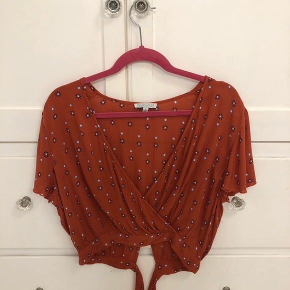 Anthropologie Patrons of Peace Crop Tie Top - Picture 2 of 4